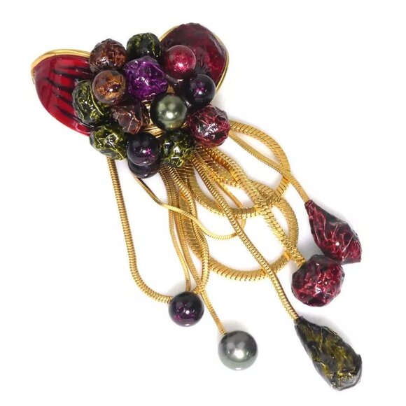Auth LOUIS VUITTON Brooch Gold/Multicolor Metal - Picture 1 of 10